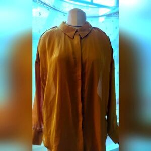 NWT Classic Dress Blouse Pebble Print Sheer Polyester SizeXL